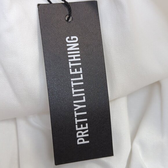 PrettyLittleThings Cotton Poplin Puffball Plain Mini Skirt US 12 White - Picture 6 of 8